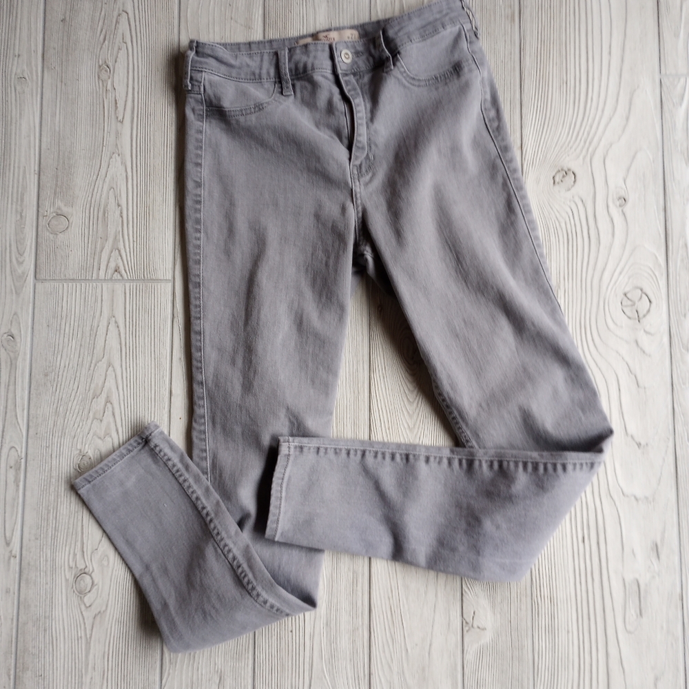 HOLLISTER Jeans Size 5 Reg High Rise Super Skinny Stretch Gray Jeans